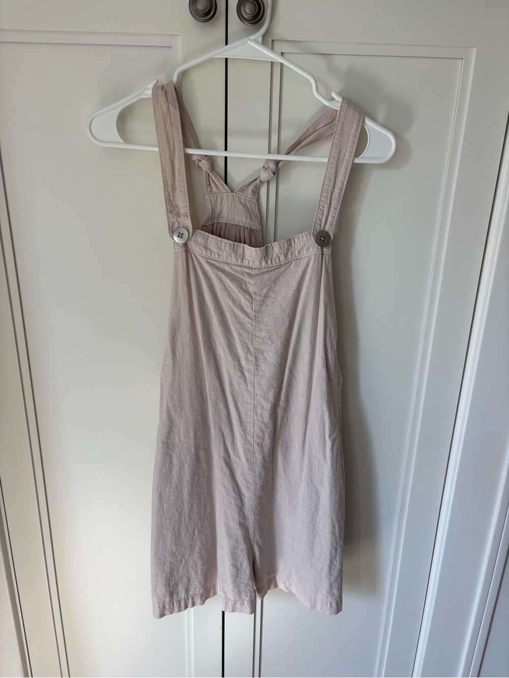 Kimchi Blue Pale Pink Linen-Blend Overall Shorts